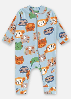 Up Baby - Macacão Suedine Bebê Menino Azul - UP BABY