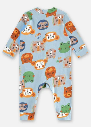 Up Baby - Macacão Suedine Bebê Menino Azul - UP BABY
