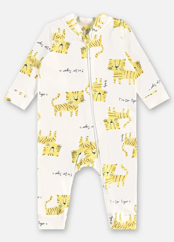 Up Baby - Macacão Suedine Bebê Menino Bege