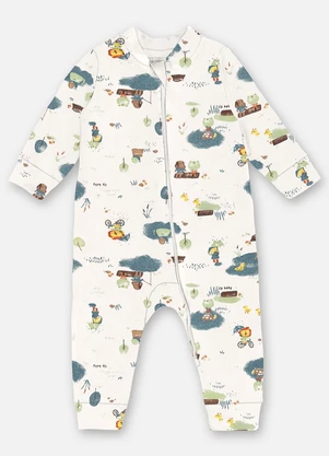 Up Baby - Macacão Suedine Bebê Menino Bege - UP BABY