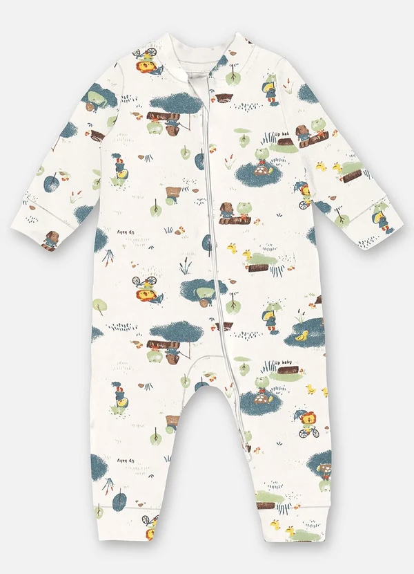 Up Baby - Macacão Suedine Bebê Menino Bege