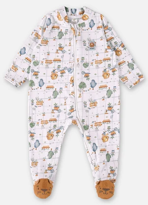 Up Baby - Macacão Unissex Bebê em Suedine Branco - UP BABY