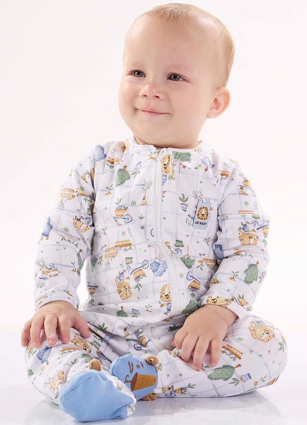 Up Baby - Macacão Unissex Bebê em Suedine Branco