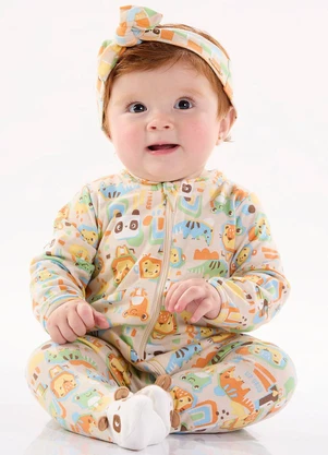 Up Baby - Macacão Unissex em Suedine Bege - UP BABY