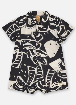 Up Baby - Macaquinho Bebê Algodão Preto - UP BABY