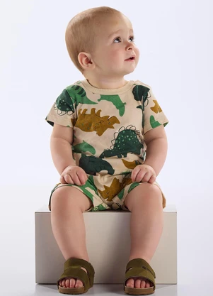 Up Baby - Macaquinho Bebê Menino Bege - UP BABY