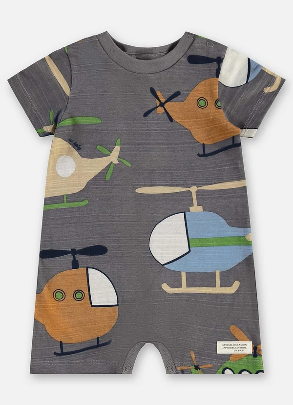 Up Baby - Macaquinho Bebê Menino Cinza 2