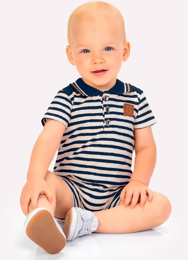 Milon - Macaquinho Bebê Menino Listrado Marinho 2