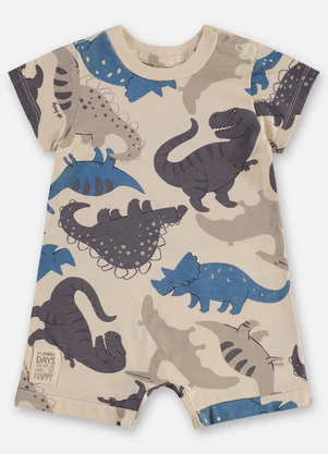 Up Baby - Macaquinho Dino Bebê Menino Bege - UP BABY