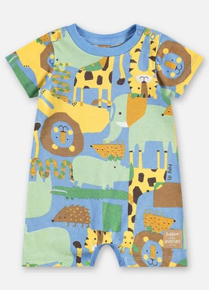 Up Baby - Macaquinho Estampado Bebê Menino Azul - UP BABY