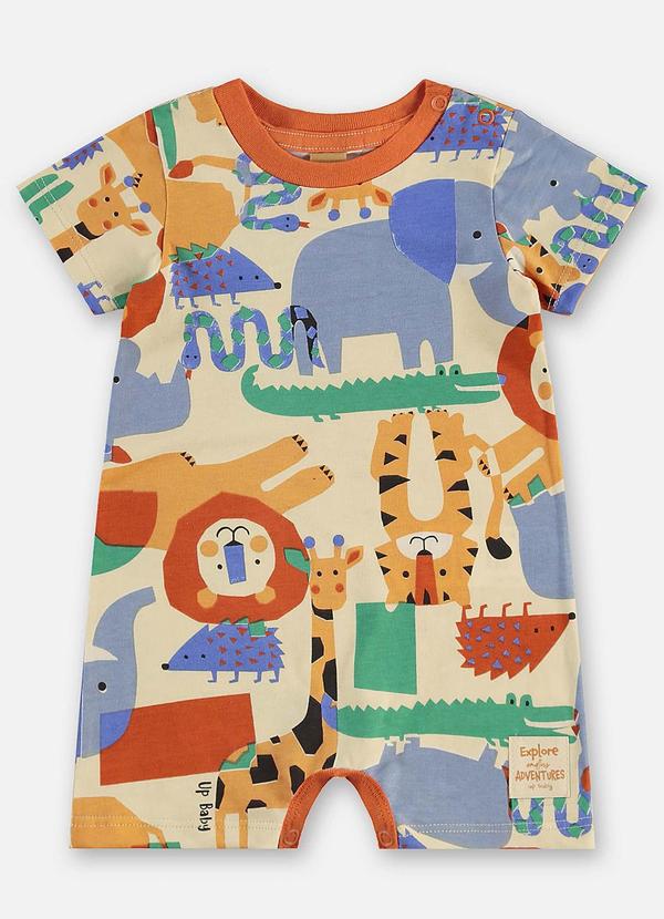 Up Baby - Macaquinho Estampado Bebê Menino Bege