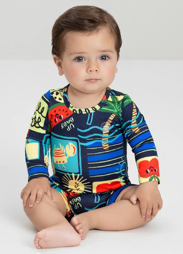 Up Baby - Macaquinho Fps+50 Unissex para Bebê Azul