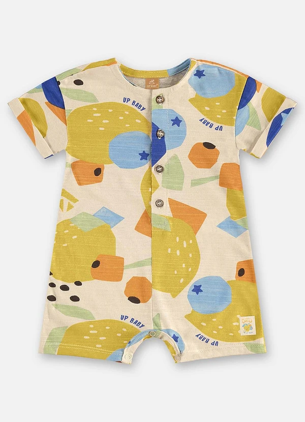 Up Baby - Macaquinho Frutas Bebê Menino Bege 2