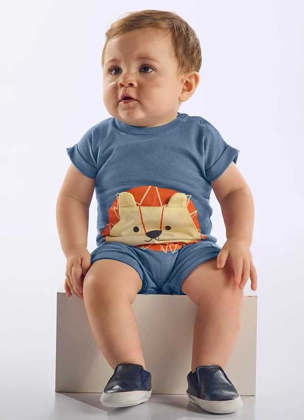 Up Baby - Macaquinho Leão Bebê Menino Azul