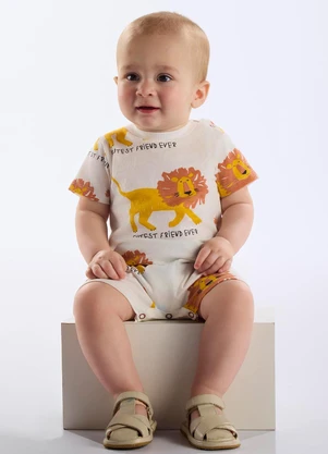 Up Baby - Macaquinho Leão Bebê Menino Bege - UP BABY