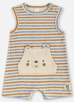 Up Baby - Macaquinho Listrado Bebê Menino Marrom - UP BABY