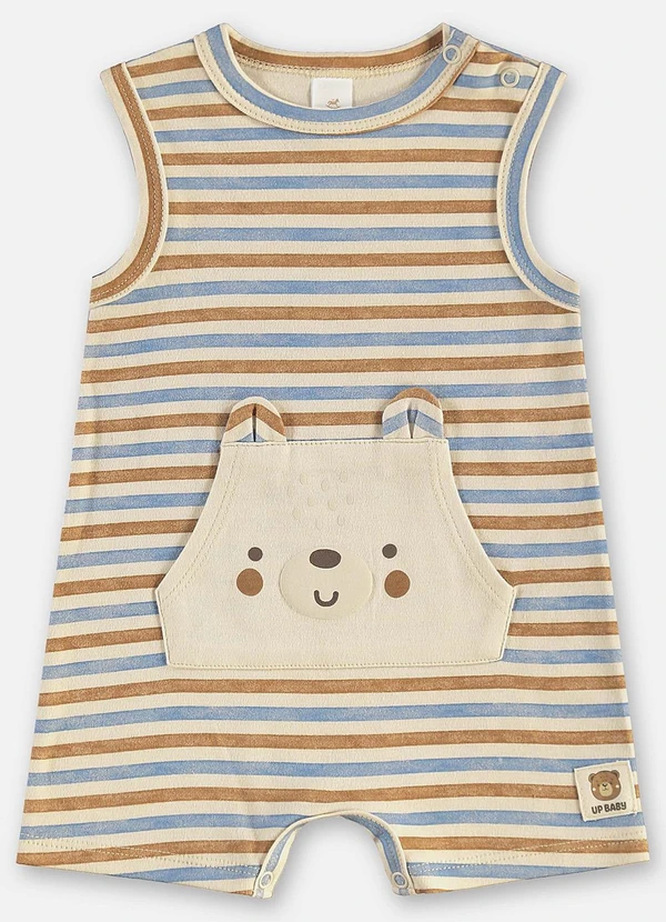 Up Baby - Macaquinho Listrado Bebê Menino Marrom 2