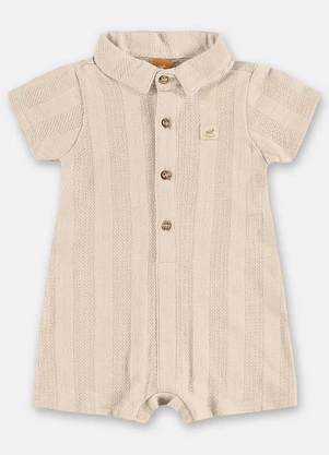 Up Baby - Macaquinho Malha Tricot Bebê Bege - UP BABY