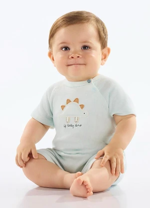 Up Baby - Macaquinho Suedine Bebê Menino Azul - UP BABY