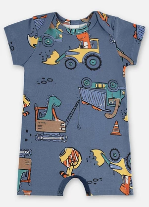 Up Baby - Macaquinho Suedine Bebê Menino Azul - UP BABY