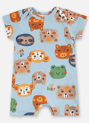 Up Baby - Macaquinho Suedine Bebê Menino Azul - UP BABY