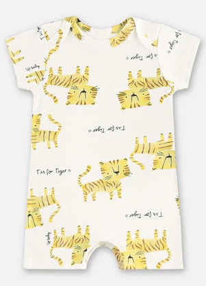 Up Baby - Macaquinho Suedine Bebê Menino Bege - UP BABY