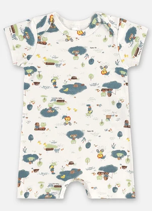 Up Baby - Macaquinho Suedine Bebê Menino Bege - UP BABY