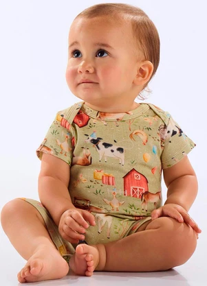 Up Baby - Macaquinho Suedine Bebê Menino Verde - UP BABY