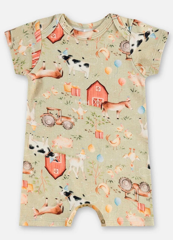 Up Baby - Macaquinho Suedine Bebê Menino Verde 2