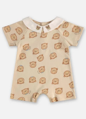 Up Baby - Macaquinho Ursinho Bebê Menino Bege - UP BABY