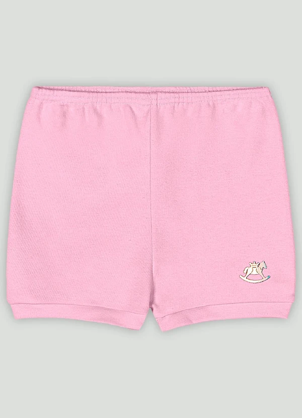 Up Baby - Short Básico Unissex em Suedine Rosa