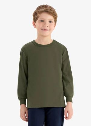 Rovi Kids - Camiseta Manga Longa Básica Meia Malha Verde - ROVI KIDS