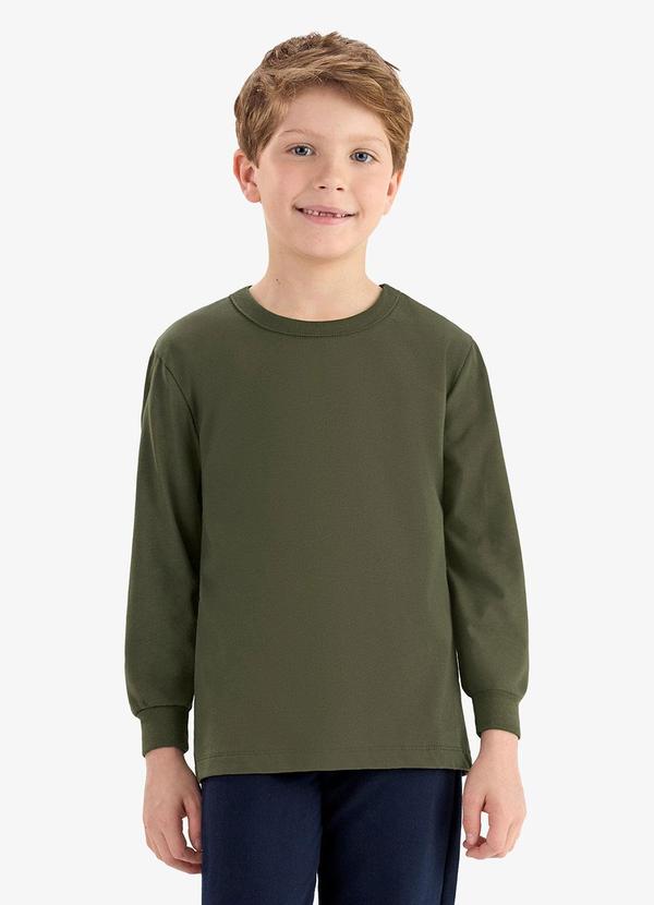 Rovi Kids - Camiseta Manga Longa Básica Meia Malha Verde