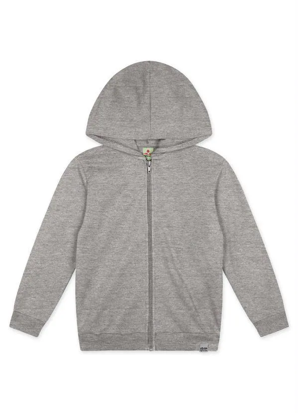 Lilica Ripilica - Jaqueta Básica com Capuz Moletom Unissex Cinza 1