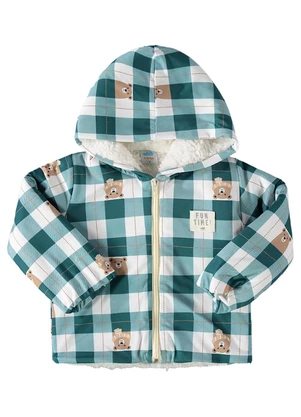 Marlan - Jaqueta Bebê Malha Térmica Ursinhos Xadrez Verde - MARLAN