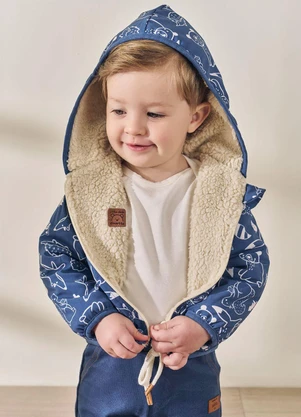 Abrange - Jaqueta Bebê Menino Animais da Floresta Azul - ABRANGE