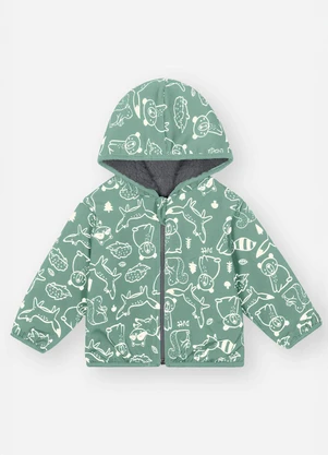 Abrange - Jaqueta Bebê Menino Animais da Floresta Verde - ABRANGE