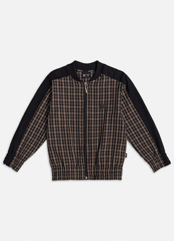 Youccie - Jaqueta Bomber com Estampa Xadrez Preto