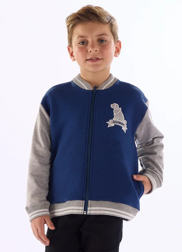 Quimby - Jaqueta Bomber em Matelassê Azul