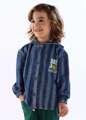 Três e Já - Jaqueta Brejo Jeans Infantil Azul - TRÊS E JÁ