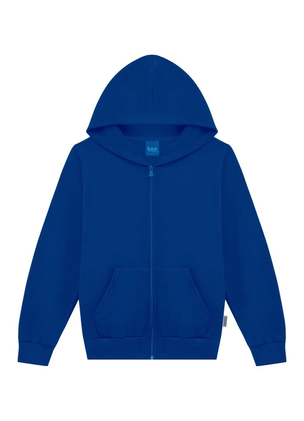 Ddk - Jaqueta com Capuz Bolso e Zíper Azul