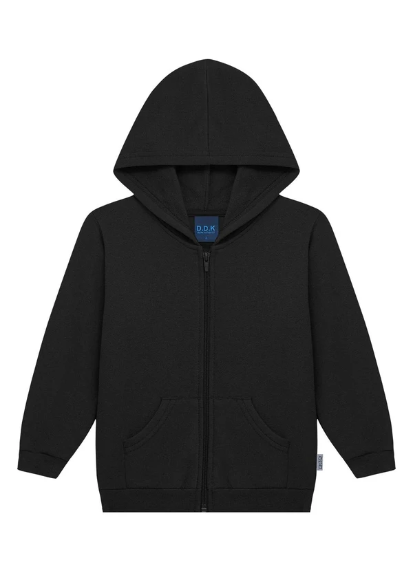 Ddk - Jaqueta com Capuz Bolso e Zíper Preto