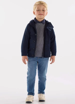 Up Baby - Jaqueta com Capuz e Forro Azul - UP BABY