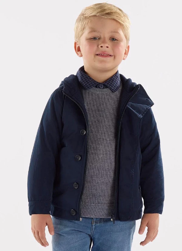 Up Baby - Jaqueta com Capuz e Forro Azul