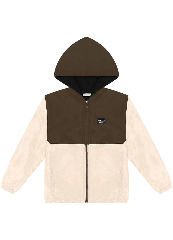 Alakazoo - Jaqueta com Capuz e Forro em Microsoft Marrom