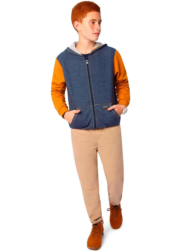 Ddk - Jaqueta com Capuz em Moletom Jeans Amarelo 2