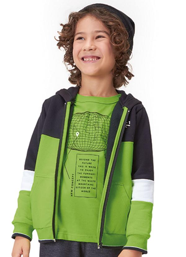 Marisol - Jaqueta com Capuz Moletom Infantil Menino Pret