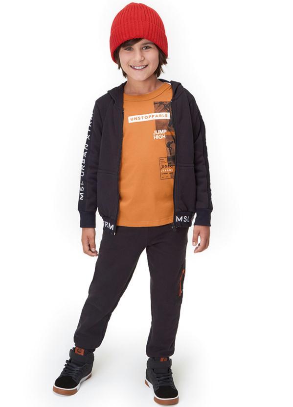 Marisol - Jaqueta com Capuz Moletom Menino Preto 2