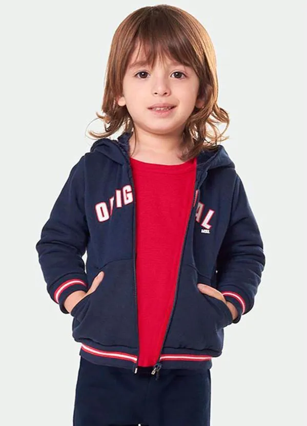 Marisol - Jaqueta com Capuz Moletom Menino Azul