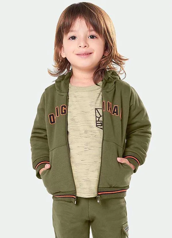 Marisol - Jaqueta com Capuz Moletom Menino Verde